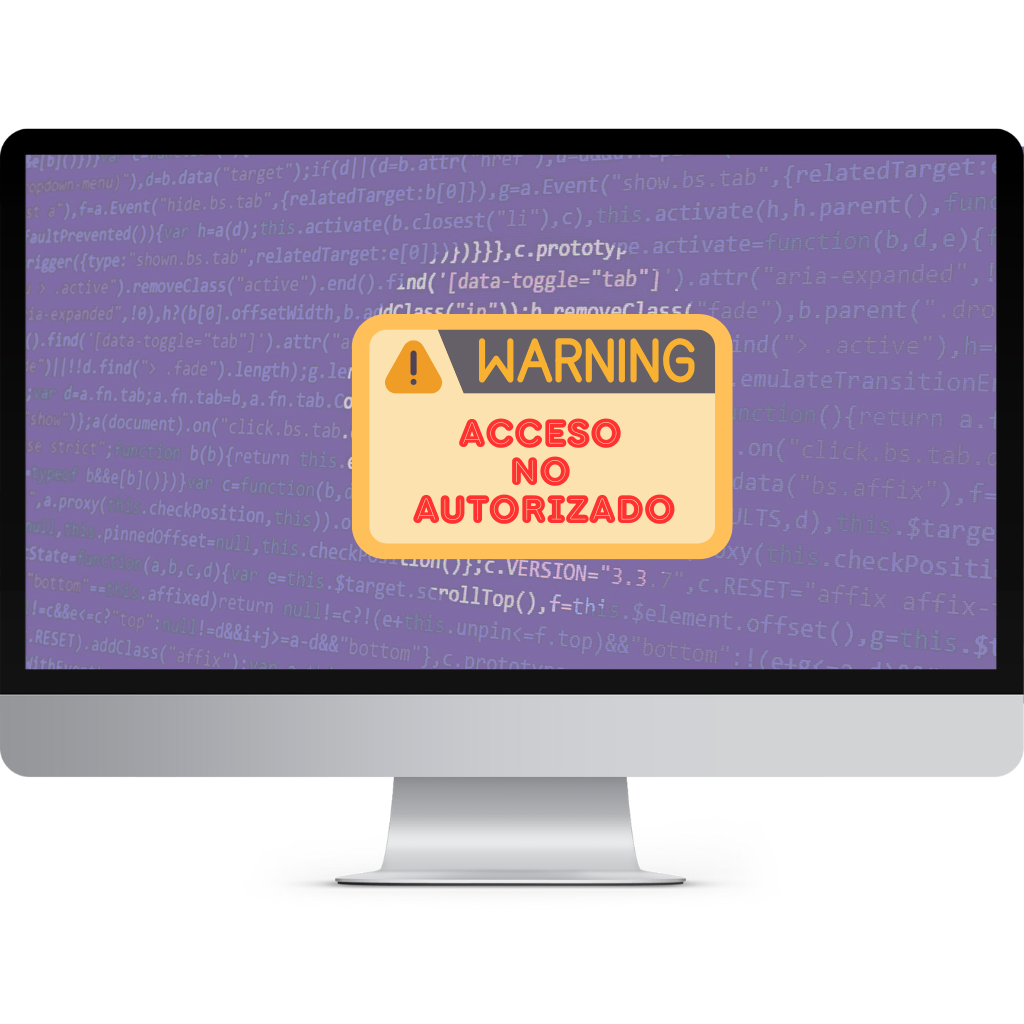 Una pantalla de ordenador en la cual se muestra un cartel de alerta sobre un acceso no autorizado